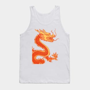 Chinese Golden Dragon on a Lucky Red Background: Chinese New Year, Year of the Dragon on a light (Knocked Out) background Tank Top